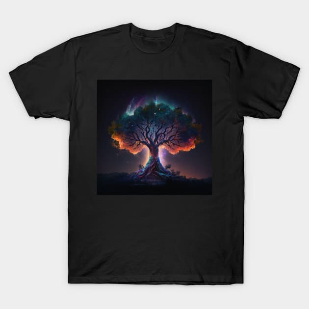 Tree of Life at Night - Celestial Balance T-Shirt by BeachBumPics